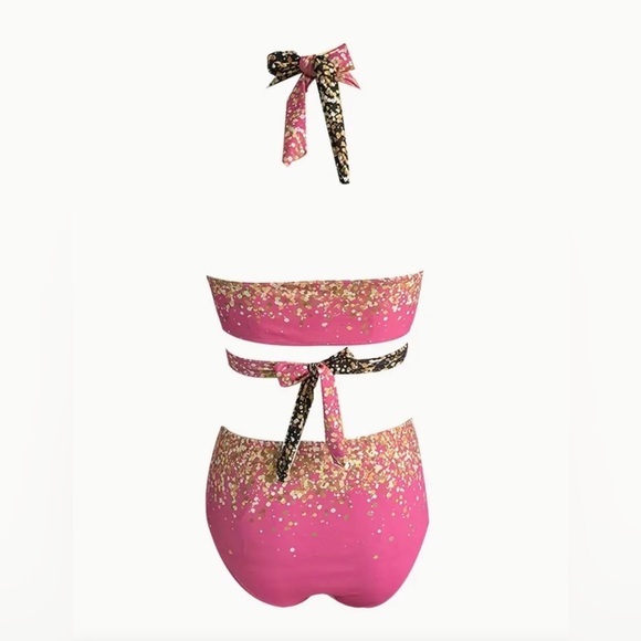 NWOT Fashion Womens 2pc Pink Leopard Print Surprise V-Neck Bikini Set Size 2XL - Picture 6 of 14